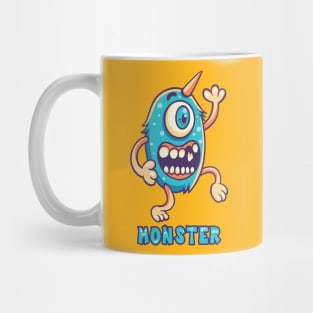 Blue Monster One Eye Text Mug